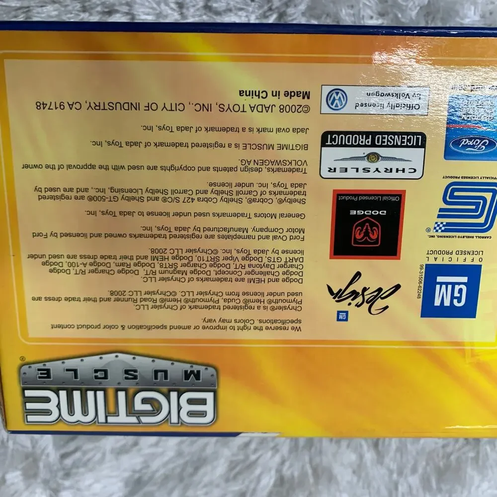 Jada 1:24 1965 Yellow Shelby Cobra 427 S/C Bigtime Muscle NIB